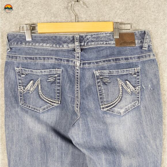 Maurices Straight Jeans Blue Medium Wash Chunky Stitch Denim Women's 11/12 Short - Picture 11 of 14